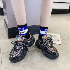 Chunky Sneakers Platform Silver Shoes