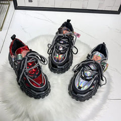 Chunky Sneakers Platform Silver Shoes Euro Size