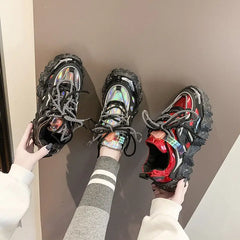 Chunky Sneakers Platform Silver Shoes Euro Size