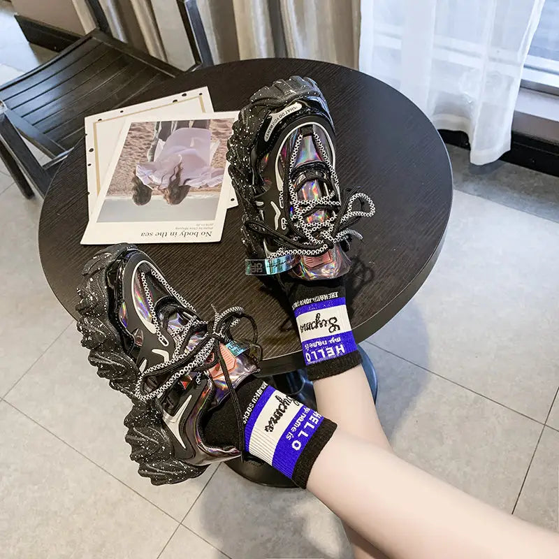 Chunky Sneakers Platform Silver Shoes Euro Size