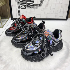 Chunky Sneakers Platform Silver Shoes Euro Size