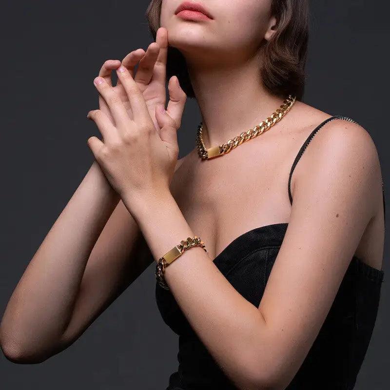 Chunky Stainless Steel Cuboid Bracelet for Men and Women