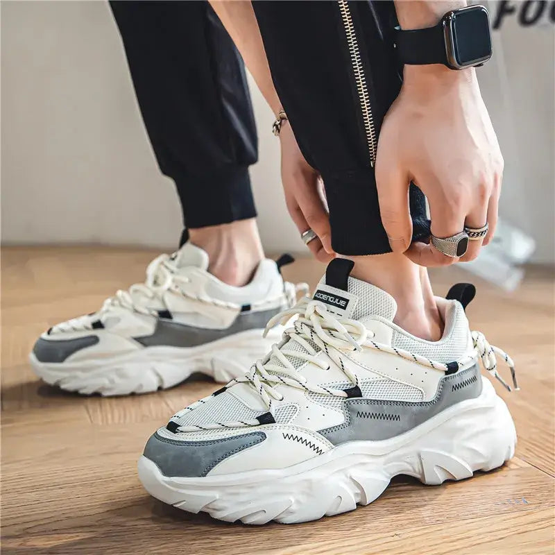 Chunky Vulcanize Double Lace Sneakers for Everyday Wear