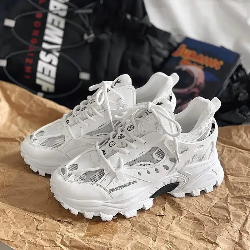 Chunky Waterproof Lace Up Sneakers Euro Size White / 39