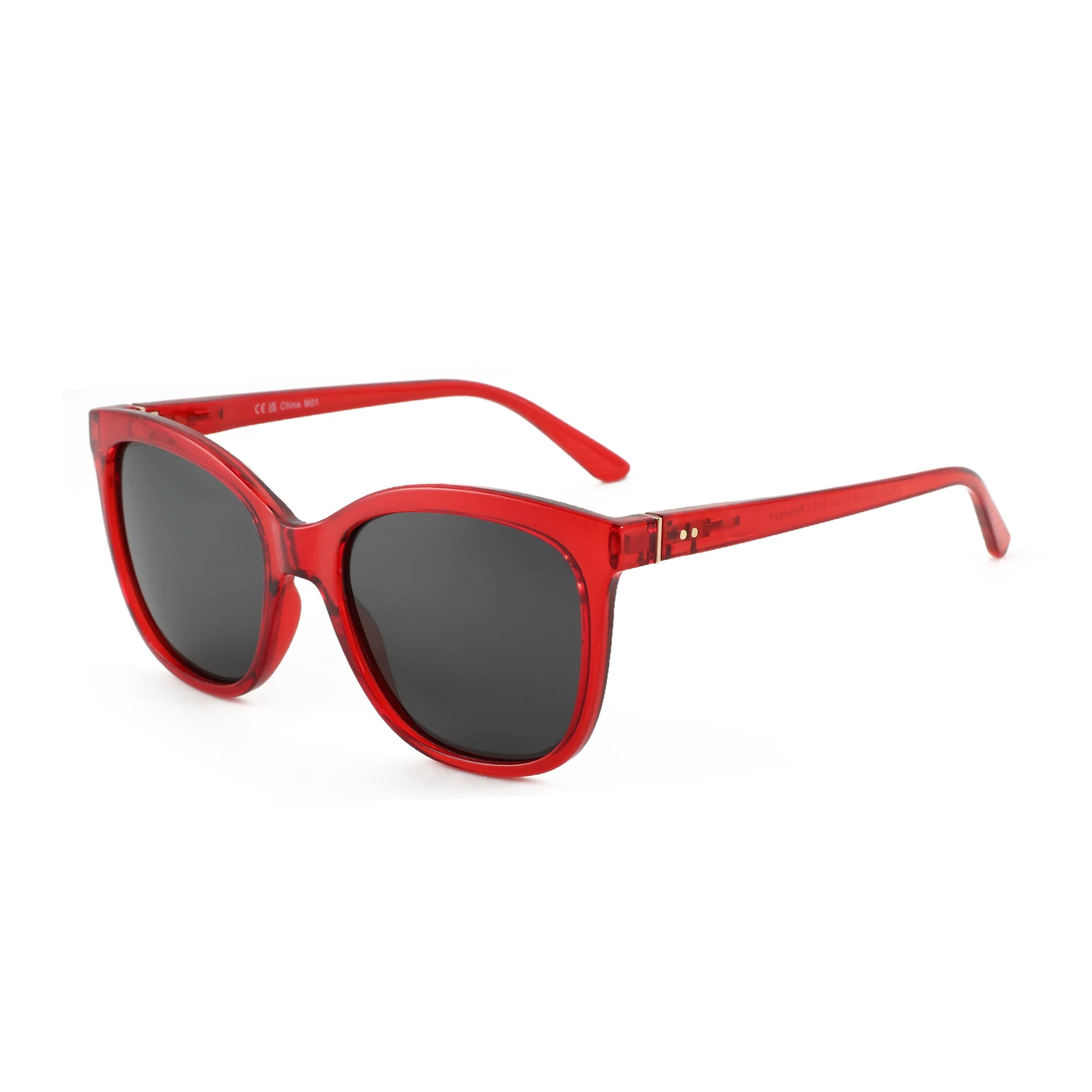 Classic Square Sunglasses in black acetate showing polarized lens detail and UV400 protection up close