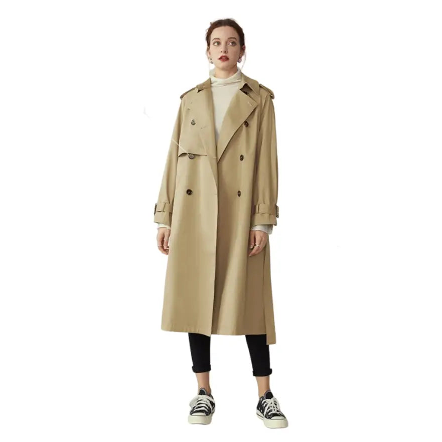 Classic Turn Down Collar Long Trench Coat