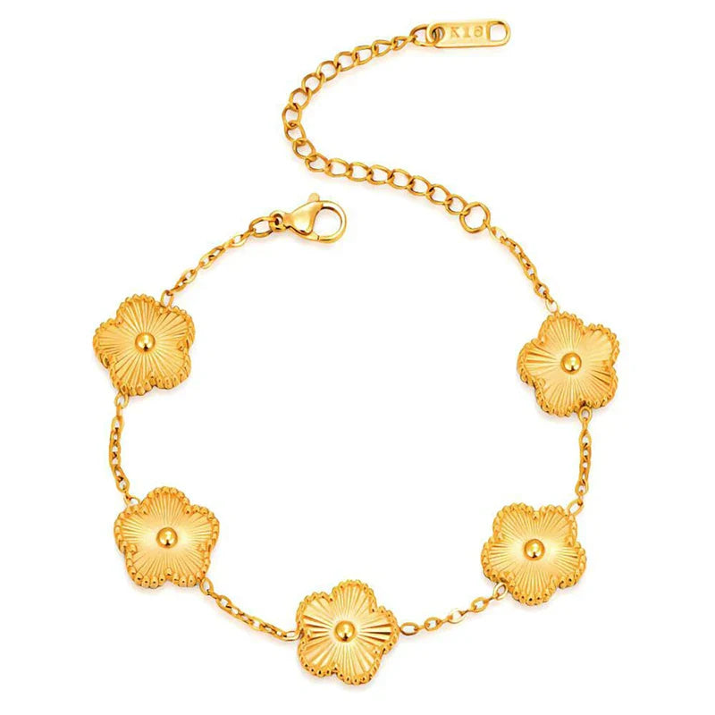 Clover Leaf Petals Plated Stainless Steel Necklace Bracelet