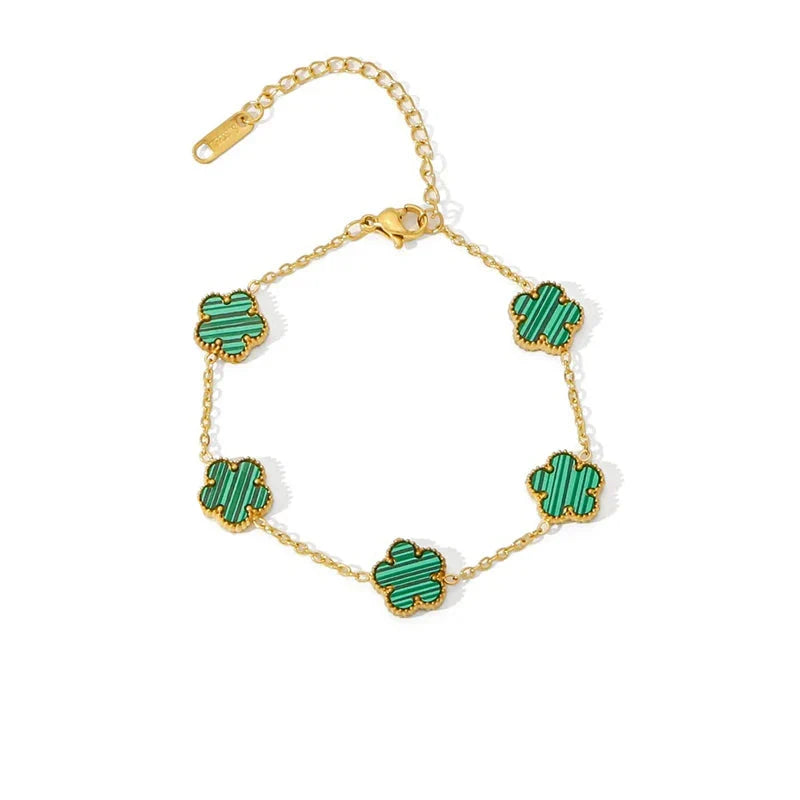 Clover Leaf Petals Plated Stainless Steel Necklace Bracelet