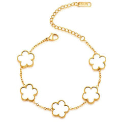 Clover Leaf Petals Plated Stainless Steel Necklace Bracelet