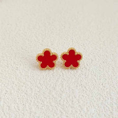 Clover Leaf Petals Plated Stainless Steel Necklace Earring