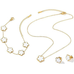 Clover Leaf Petals Plated Stainless Steel Necklace