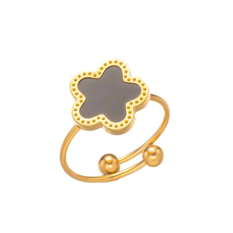 Clover Leaf Petals Plated Stainless Steel Necklace Ring