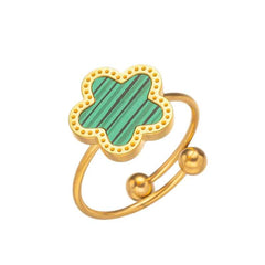 Clover Leaf Petals Plated Stainless Steel Necklace Ring