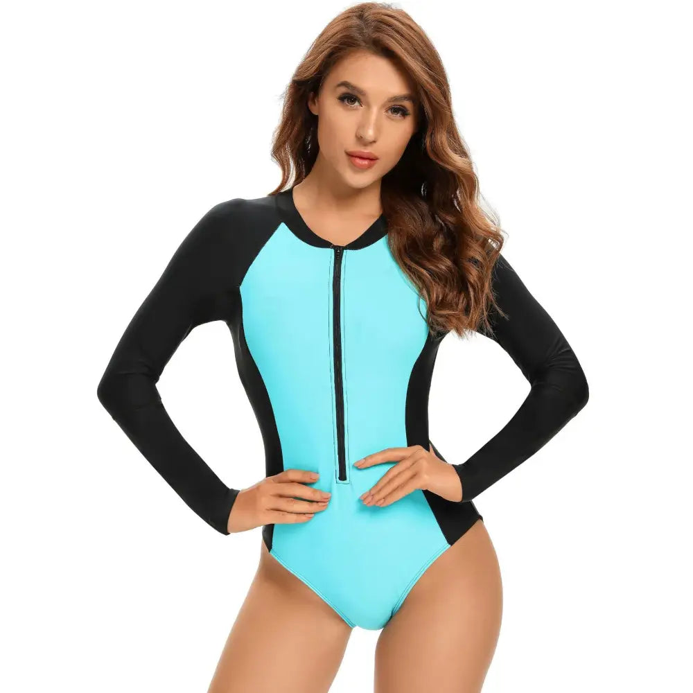 Color Contrast One Swimsuit Zipper