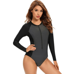 Color Contrast One Swimsuit Zipper