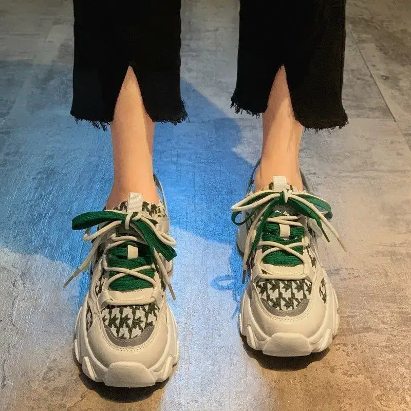 Color Lace-Up Casual Sports Sneakers