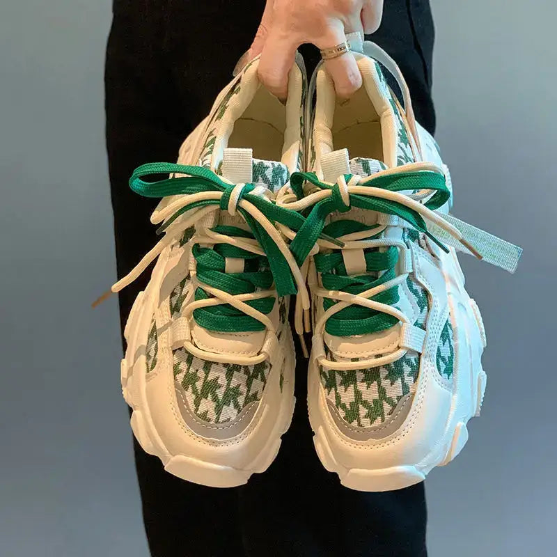 Color Lace-Up Casual Sports Sneakers