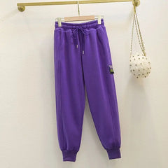 Color Solid Loose Padded Sweatpants - Purple / M - Pants