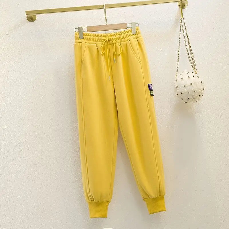 Color Solid Loose Padded Sweatpants - Yellow / M - Pants