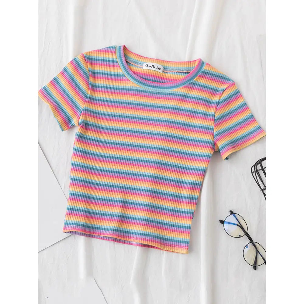 Color Striped Top - Pink / S