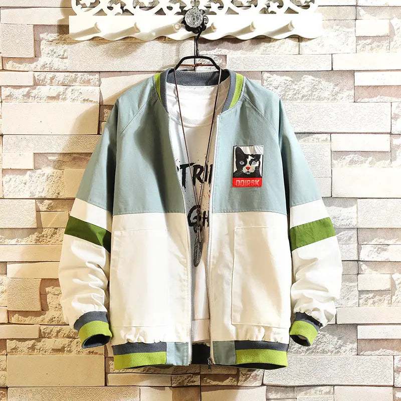 Colorblock Collar College Jacket Coat