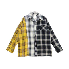 Colorblock plaid shirt - Plaid Shirt / One size - shrit
