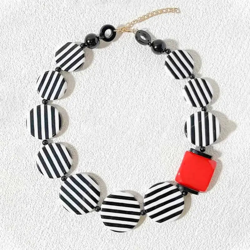 Colorful Bohemian Choker Necklaces - Black and White
