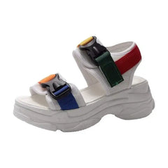 Colorful Buckle Straps Platform - Shoes