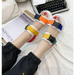 Colorful Buckle Straps Platform