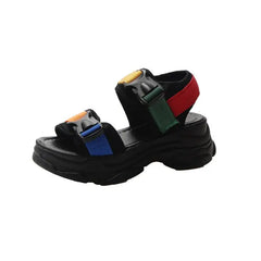 Colorful Buckle Straps Platform - Shoes