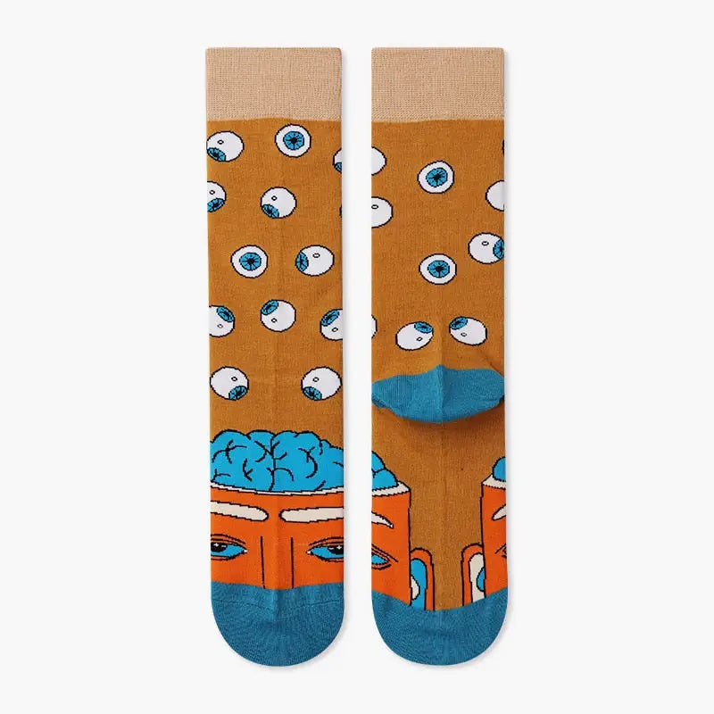 Colorful Cartoon Cotton Socks - Eyes / One Size / Multicolor
