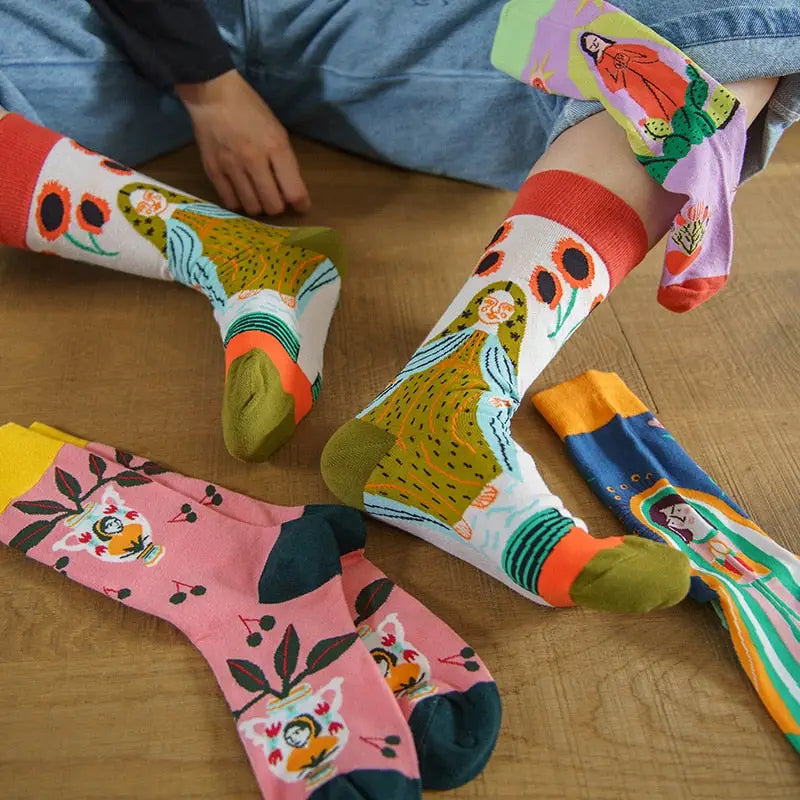 Colorful Cartoon Cotton Socks for EU35-43 US5-8.5