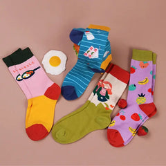 Colorful Cartoon Cotton Socks for EU35-43 US5-8.5