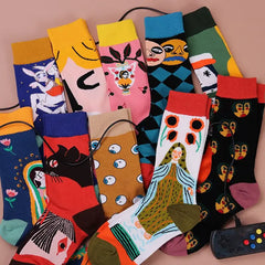 Colorful Cartoon Cotton Socks for EU35-43 US5-8.5