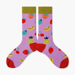 Colorful Cartoon Cotton Socks for EU35-43 US5-8.5 Pink