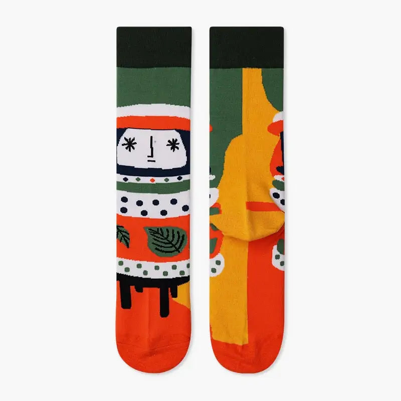 Colorful Cartoon Cotton Socks - Orange / One Size