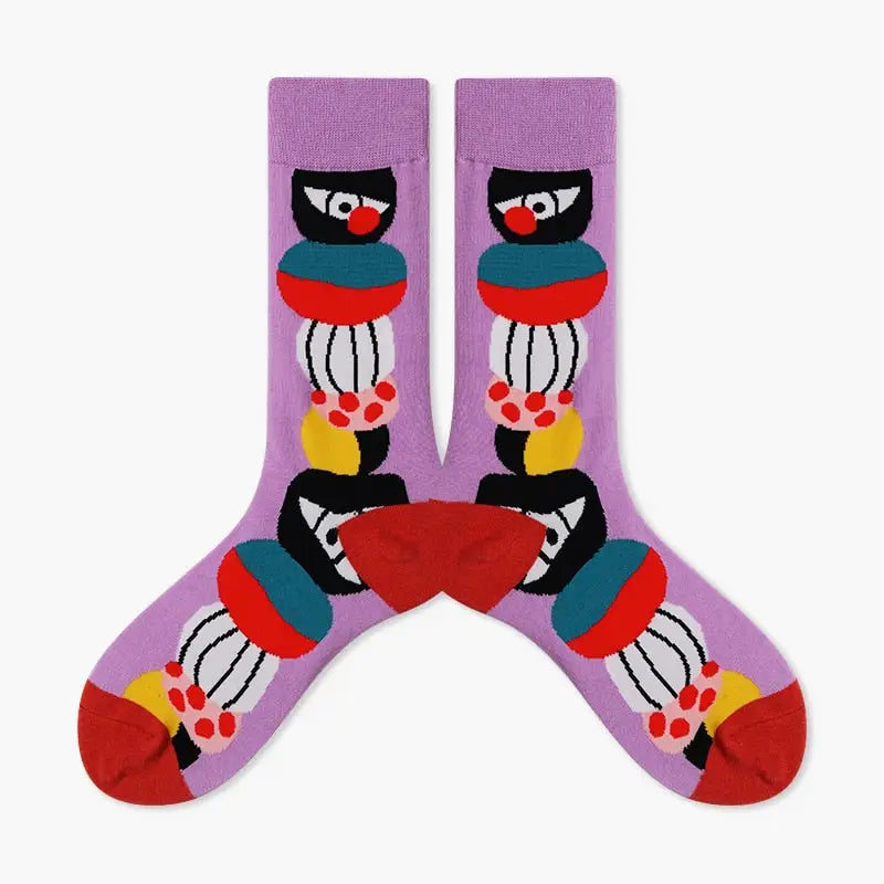 Colorful Cartoon Cotton Socks - Red-Pink / One Size