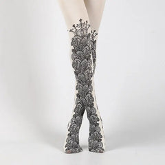 Colorful Cotton Design Patterns Pantyhose Black Tribal