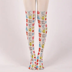 Colorful Cotton Design Patterns Pantyhose Color Pot
