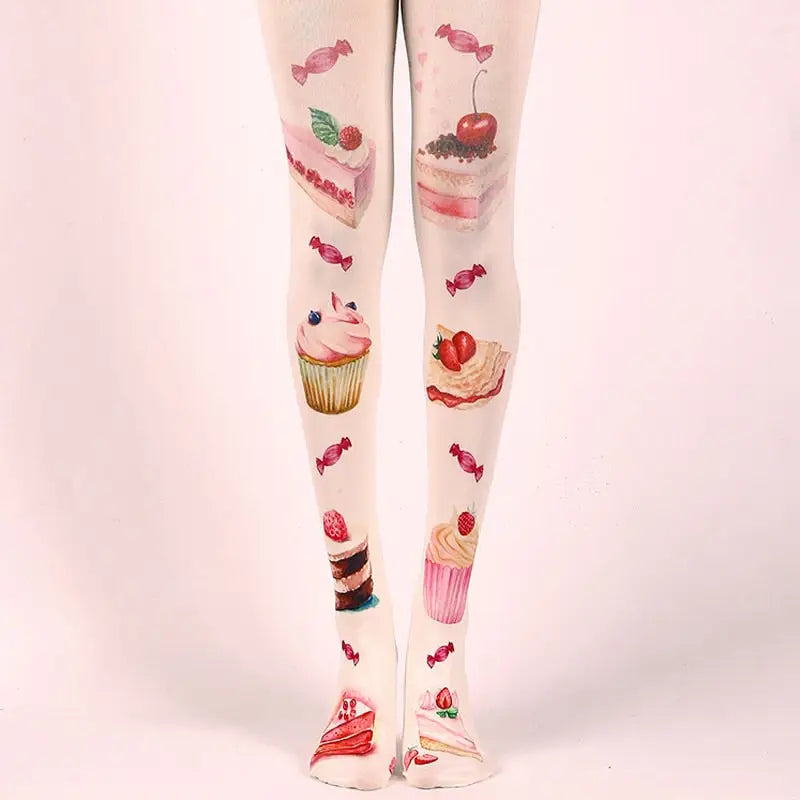 Colorful Cotton Design Patterns Pantyhose Cute Cakes