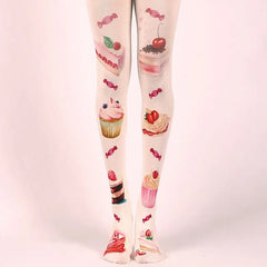 Colorful Cotton Design Patterns Pantyhose Cute Cakes
