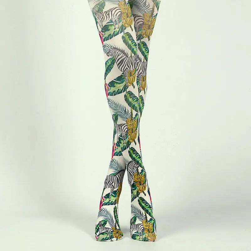 Colorful Cotton Design Patterns Pantyhose Feathers
