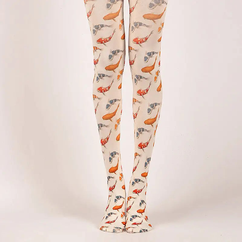 Colorful Cotton Design Patterns Pantyhose Koi Fishes