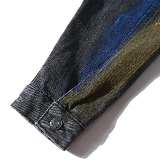 Colorful Denim Jacket with Fiery Multicolor Design