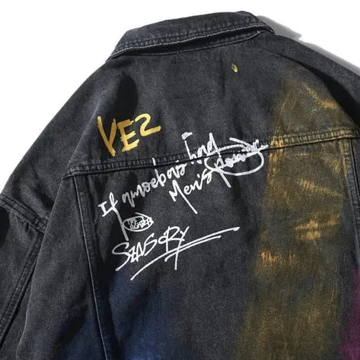 Colorful Denim Jacket with Fiery Multicolor Design