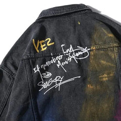 Colorful Denim Jacket with Fiery Multicolor Design