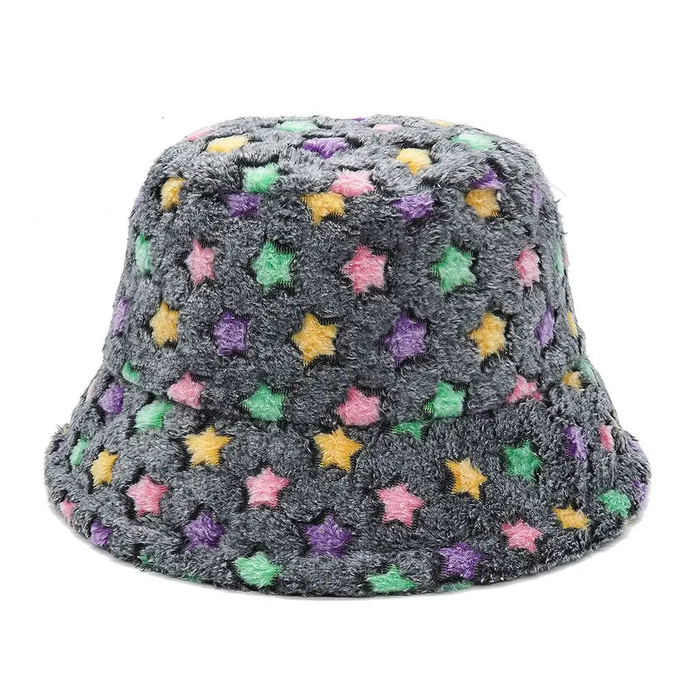 Colorful Faux Fur Bucket Hat