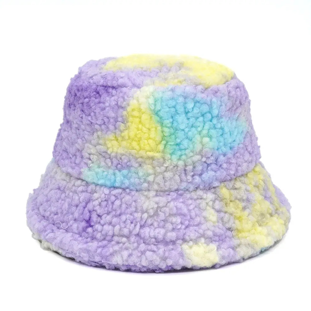 Colorful Faux Fur Bucket Hat