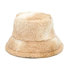 Colorful Faux Fur Bucket Hat with Striped Pattern