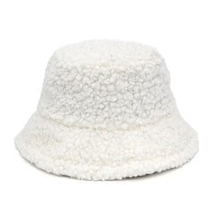 Colorful Faux Fur Bucket Hat with Striped Pattern